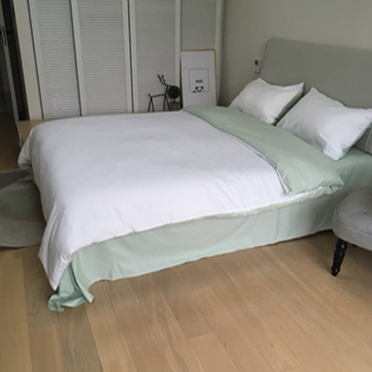 91家纺网 家纺一手货源 找家纺 N先生  2024新款小方格提花水洗棉四件套 抹茶绿