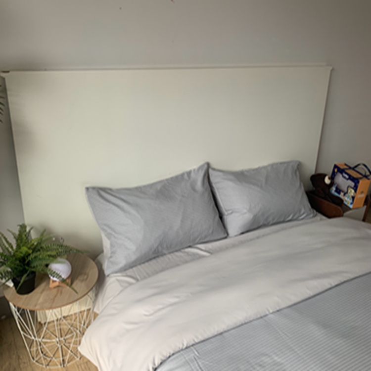 91家纺网 家纺一手货源 找家纺 N先生  2024新款小方格提花水洗棉四件套 浅灰