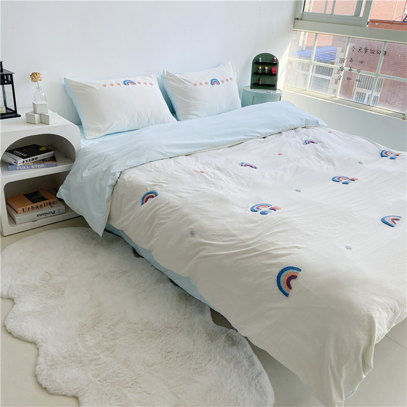 91家纺网 家纺一手货源 找家纺 潮邦 2025全新升级面料【奶小冻】春夏毛巾绣四件套 彩虹桥