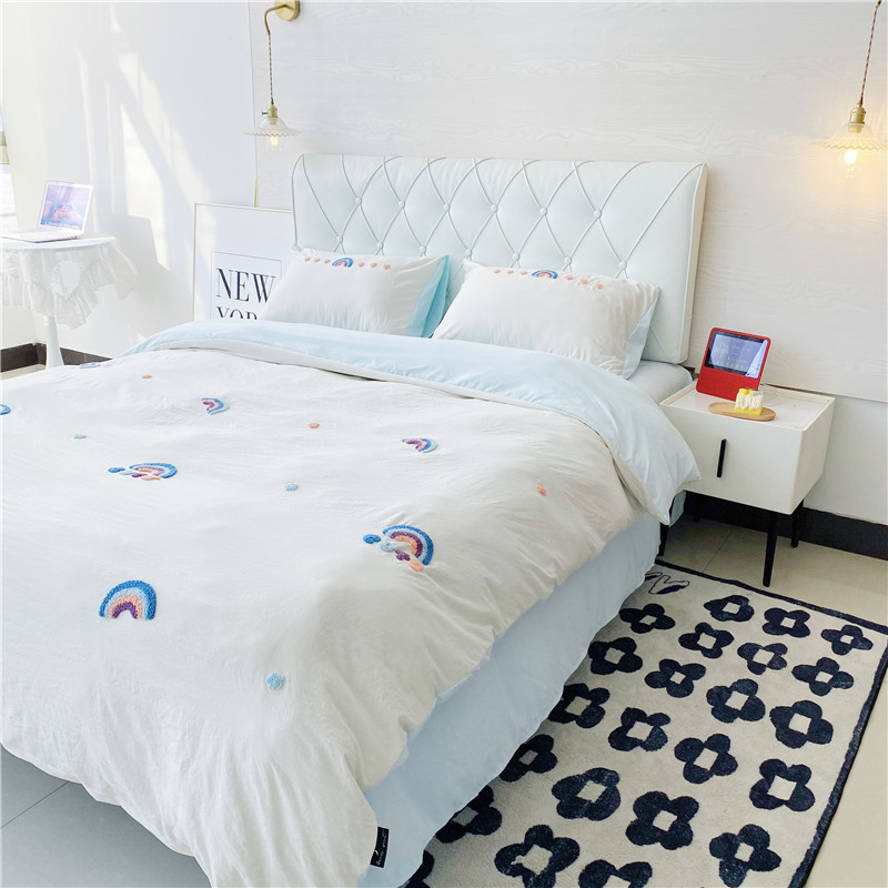 91家纺网 家纺一手货源 找家纺 潮邦 2025全新升级面料【奶小冻】春夏毛巾绣四件套 彩虹桥