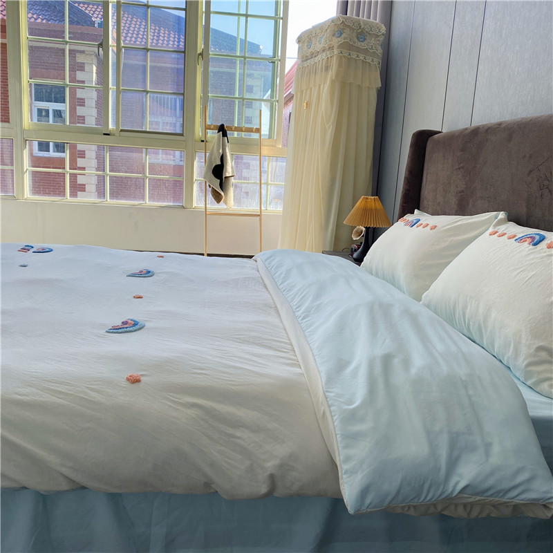 91家纺网 家纺一手货源 找家纺 潮邦 2025全新升级面料【奶小冻】春夏毛巾绣四件套 彩虹桥