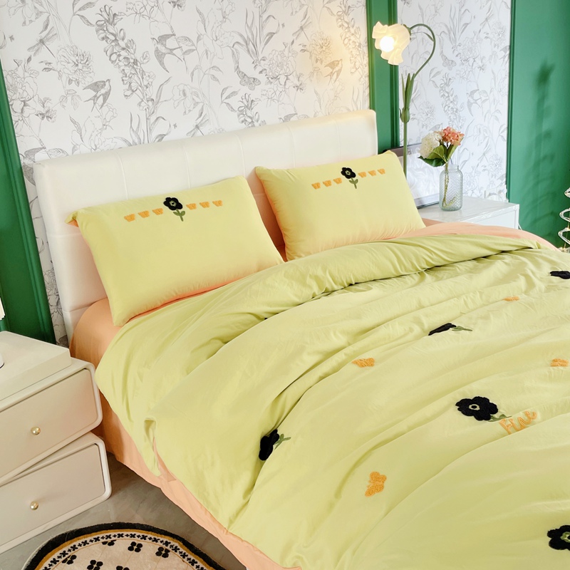 91家纺网 家纺一手货源 找家纺 潮邦 2025全新升级面料【奶小冻】春夏毛巾绣四件套 花蝶飞