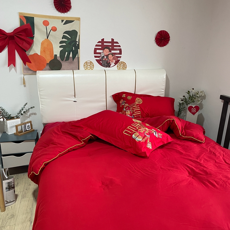 91家纺网 家纺一手货源 找家纺 2025新款水洗磨毛婚庆大豆被子被芯 好百年