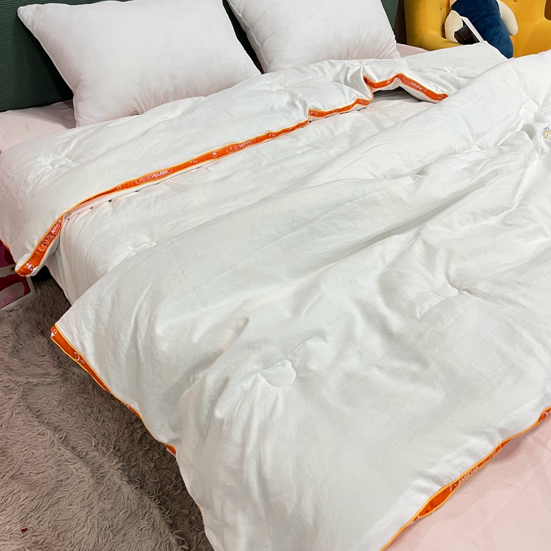 91家纺网 家纺一手货源 找家纺 青螺家纺2022新款熊豆豆绣花小太阳热芯大豆被 小熊白