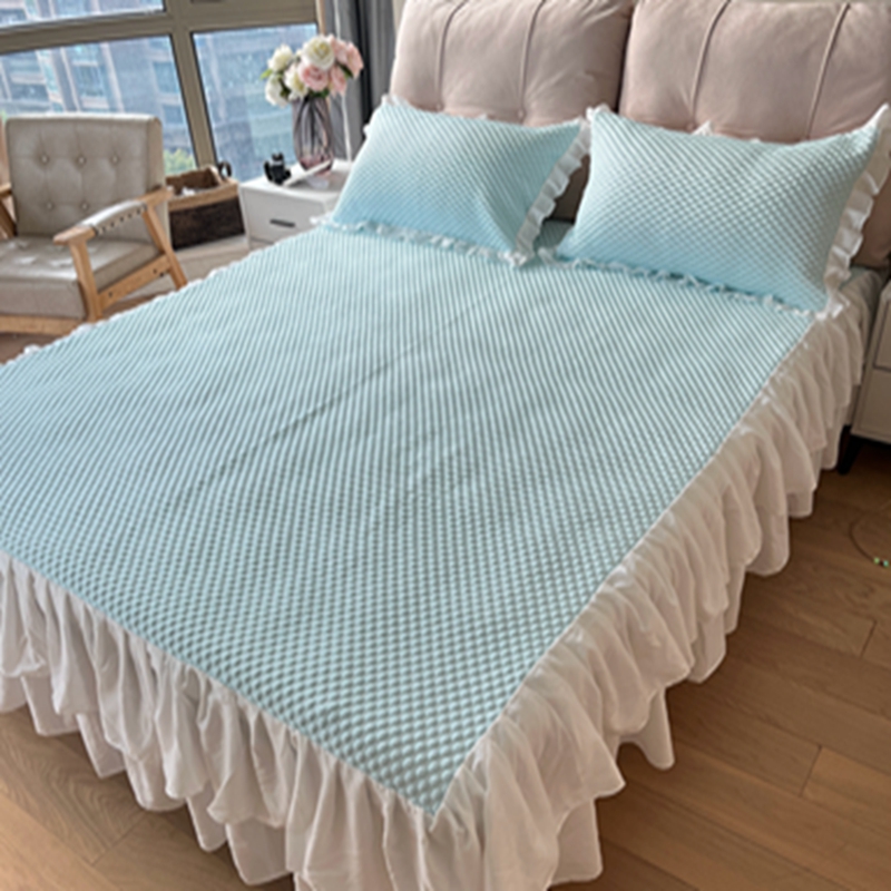 91家纺网 家纺一手货源 找家纺 （总）源舍 2024新款 A类冰豆豆床裙款凉席【有质检报告】