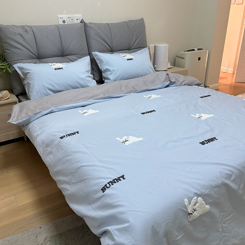 91家纺网 家纺一手货源 找家纺 时年 全棉水洗棉毛巾绣系列 40水洗-邦尼兔蓝