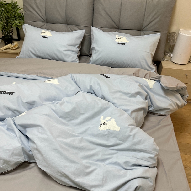 91家纺网 家纺一手货源 找家纺 时年 全棉水洗棉毛巾绣系列 40水洗-邦尼兔蓝