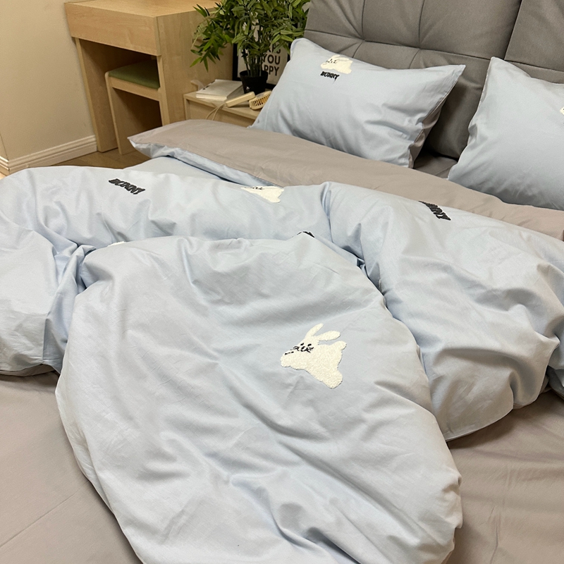 91家纺网 家纺一手货源 找家纺 时年 全棉水洗棉毛巾绣系列 40水洗-邦尼兔蓝