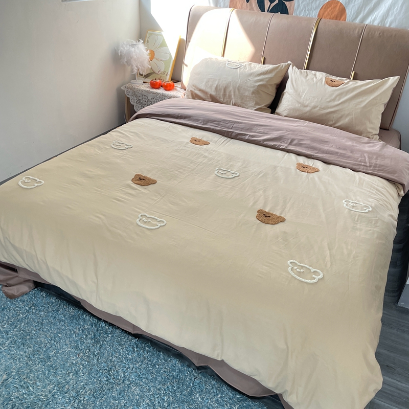 91家纺网 家纺一手货源 找家纺 时年 全棉水洗棉毛巾绣系列 40水洗-熊崽崽