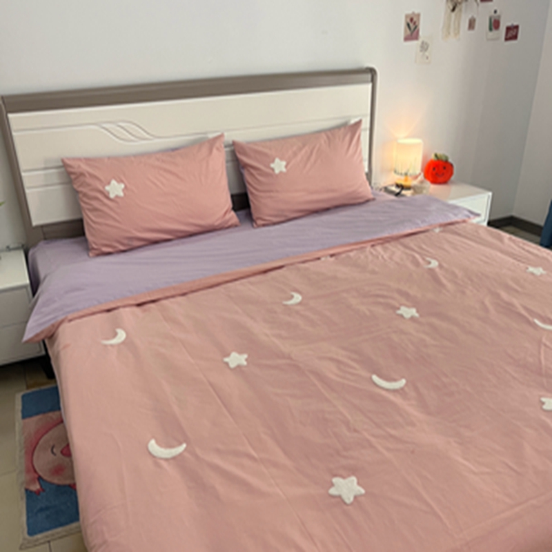 91家纺网 家纺一手货源 找家纺 时年 全棉水洗棉毛巾绣系列 40水洗-粉星星