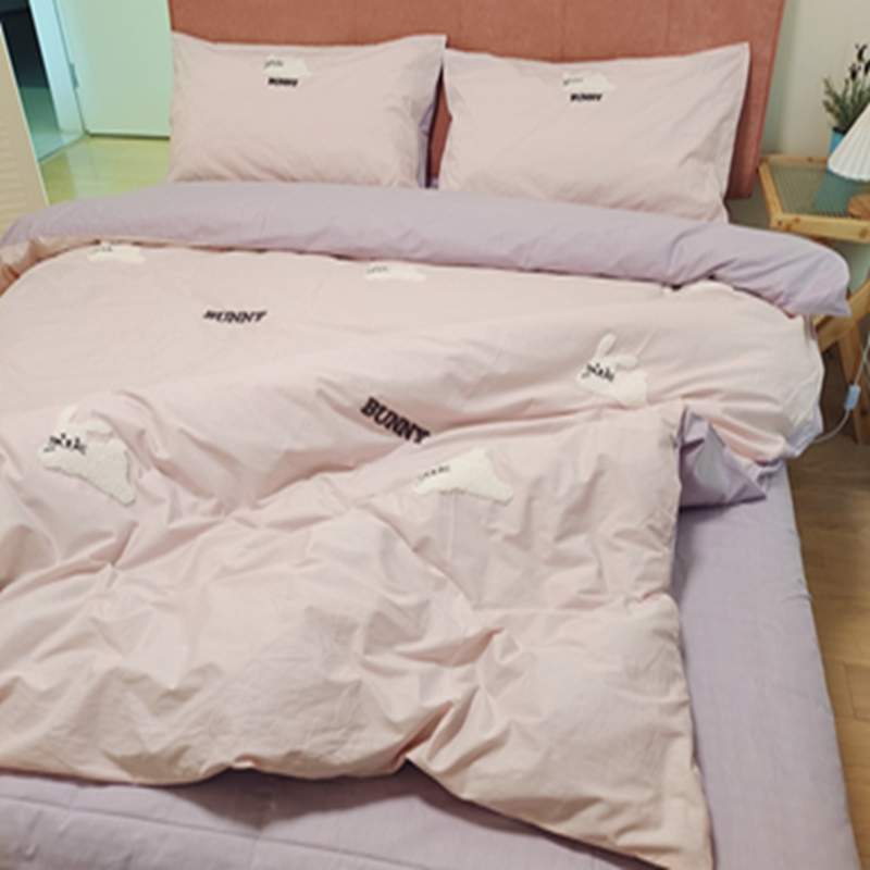 91家纺网 家纺一手货源 找家纺 时年 全棉水洗棉毛巾绣系列 40水洗-邦尼兔粉