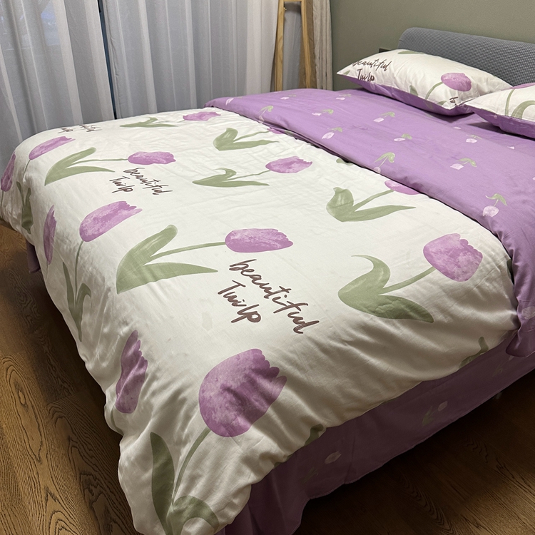 91家纺网 家纺一手货源 找家纺 N先生 2023新款全棉13372卡通小清新系列四件套 漫漫花香