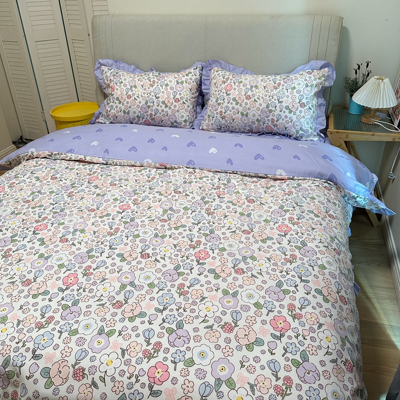 91家纺网 家纺一手货源 找家纺 秋艳 新款直播电商爆款韩版公主风加厚磨毛植物羊绒床裙四件套 遇见浪漫