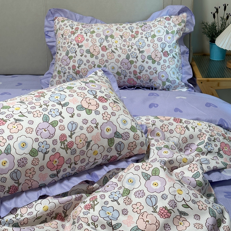 91家纺网 家纺一手货源 找家纺 秋艳 新款直播电商爆款韩版公主风加厚磨毛植物羊绒床裙四件套 遇见浪漫