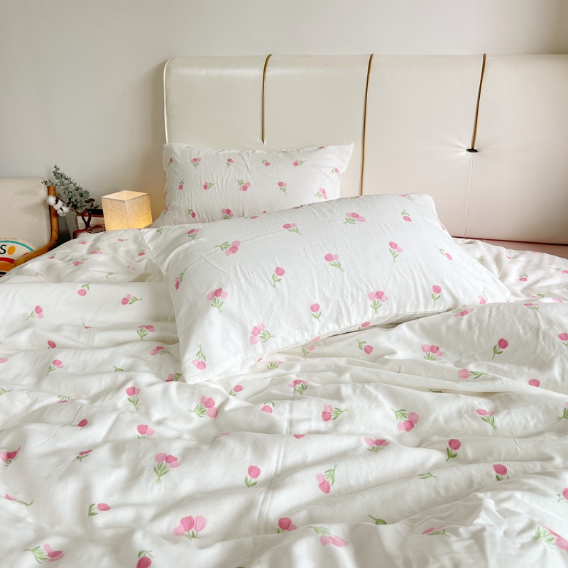 91家纺网 家纺一手货源 找家纺 川悦生活 2023新款全棉双层纱印花四件套 萌乐乐