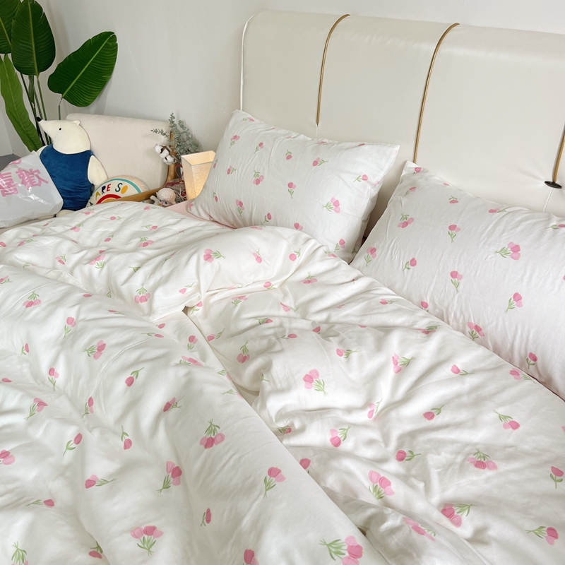 91家纺网 家纺一手货源 找家纺 川悦生活 2023新款全棉双层纱印花四件套 萌乐乐