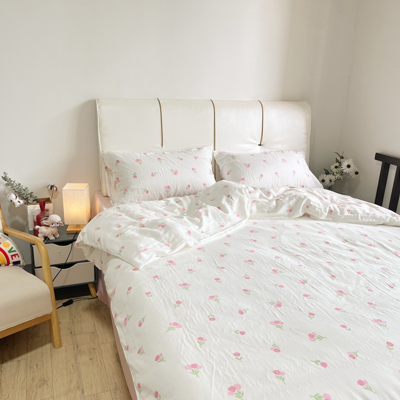 91家纺网 家纺一手货源 找家纺 川悦生活 2023新款全棉双层纱印花四件套 萌乐乐