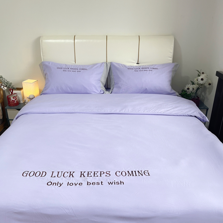 91家纺网 家纺一手货源 找家纺 易辰美 2024新款轻奢A类高克重斜纹云柔棉绣花四件套 彐青色