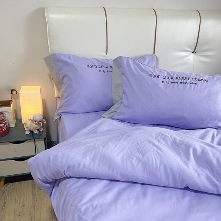 91家纺网 家纺一手货源 找家纺 易辰美 2024新款轻奢A类高克重斜纹云柔棉绣花四件套 彐青色