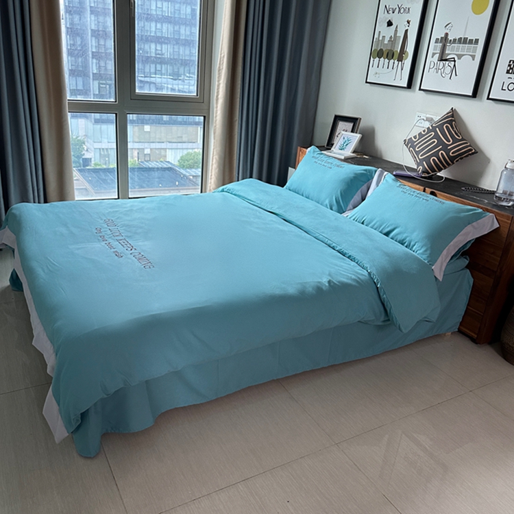 91家纺网 家纺一手货源 找家纺 易辰美 2024新款轻奢A类高克重斜纹云柔棉绣花四件套 祖母绿