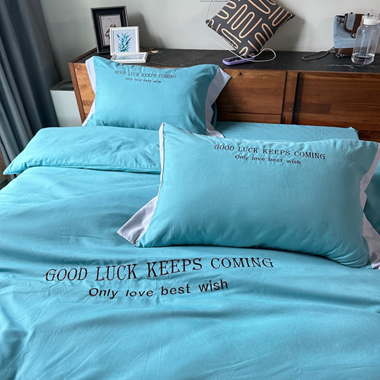 91家纺网 家纺一手货源 找家纺 易辰美 2024新款轻奢A类高克重斜纹云柔棉绣花四件套 祖母绿