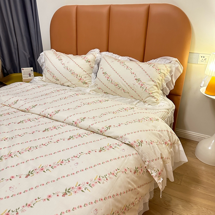 91家纺网 家纺一手货源 找家纺 瑞宝 2025新款镂空全棉印花床裙款四件套 安妮