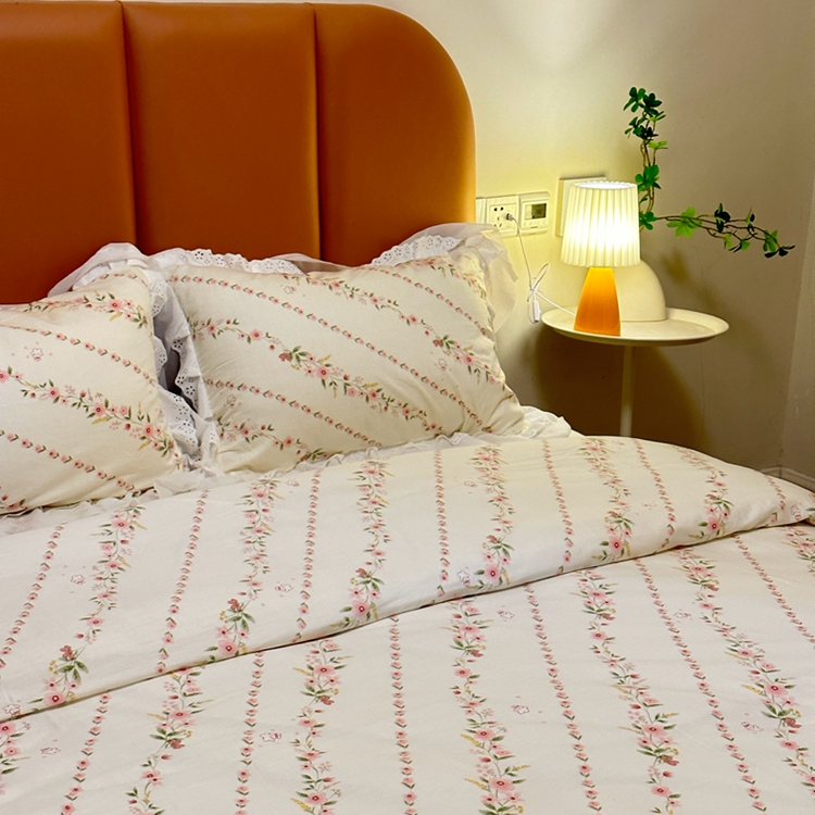 91家纺网 家纺一手货源 找家纺 瑞宝 2025新款镂空全棉印花床裙款四件套 安妮