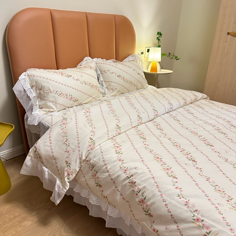 91家纺网 家纺一手货源 找家纺 瑞宝 2025新款镂空全棉印花床裙款四件套 安妮