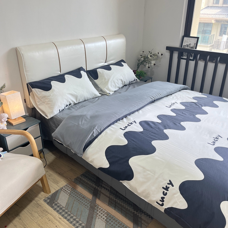 91家纺网 家纺一手货源 找家纺 金鑫汇 2022新款喷气全棉水洗棉四件套 波浪世界