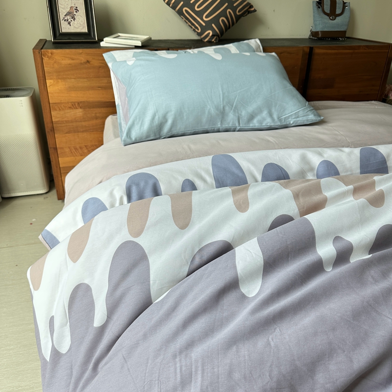 91家纺网 家纺一手货源 找家纺 金鑫汇2022新款喷气全棉水洗棉加厚四件套奶油-粉