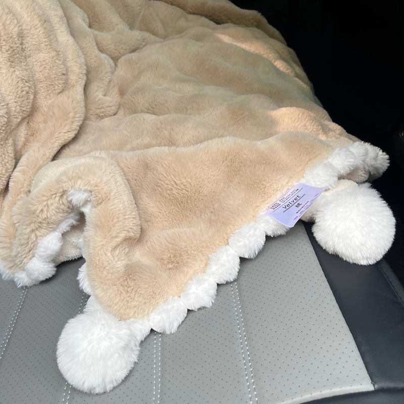 91家纺网 家纺一手货源 找家纺 潮邦创意家居 泡泡绒兔绒暖阳绒球毛毯子盖毯睡毯 球兔-卡其