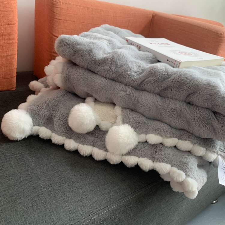 91家纺网 家纺一手货源 找家纺 （总）潮邦创意家居 2025新款泡泡绒兔绒暖阳绒球毛毯子盖毯睡毯