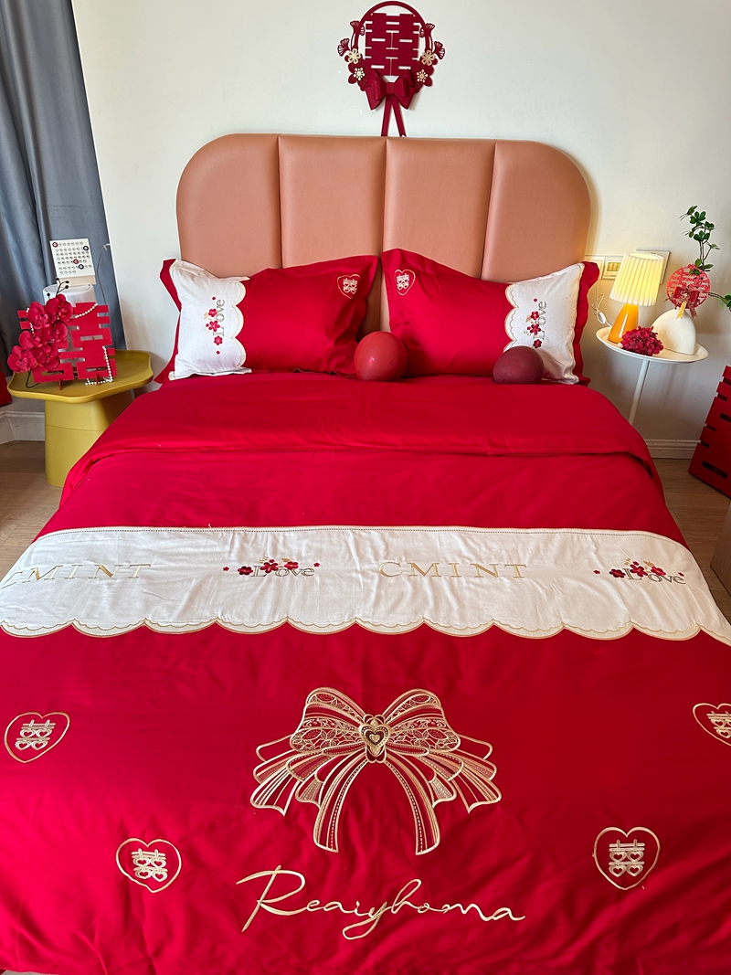 91家纺网 家纺一手货源 找家纺 （总）玉雅家纺 2025新款亲肤刺绣婚庆四件套