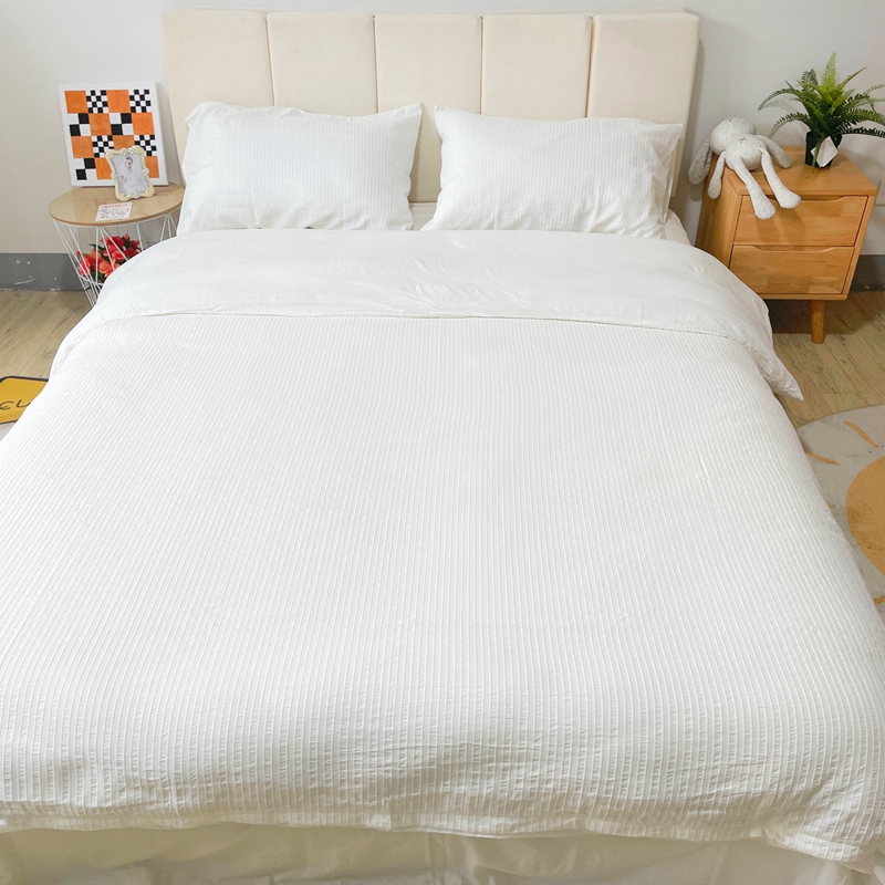 91家纺网 家纺一手货源 找家纺 安莱 2023新款爆款水洗棉提花锦瑟基础款四件套 锦瑟基础款-盐白