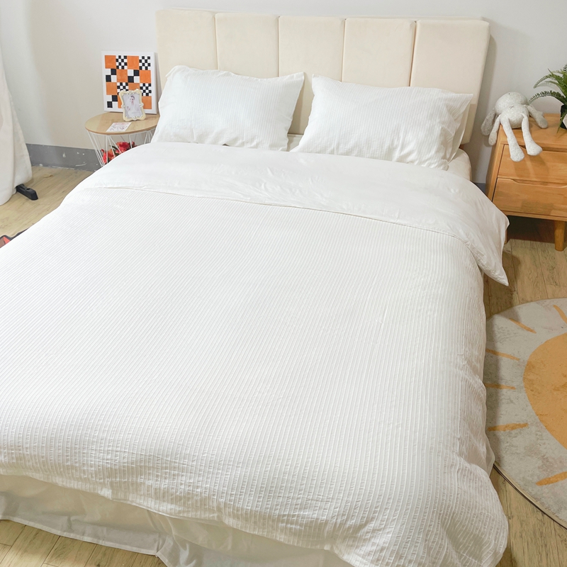 91家纺网 家纺一手货源 找家纺 安莱 2023新款爆款水洗棉提花锦瑟基础款四件套 锦瑟基础款-盐白