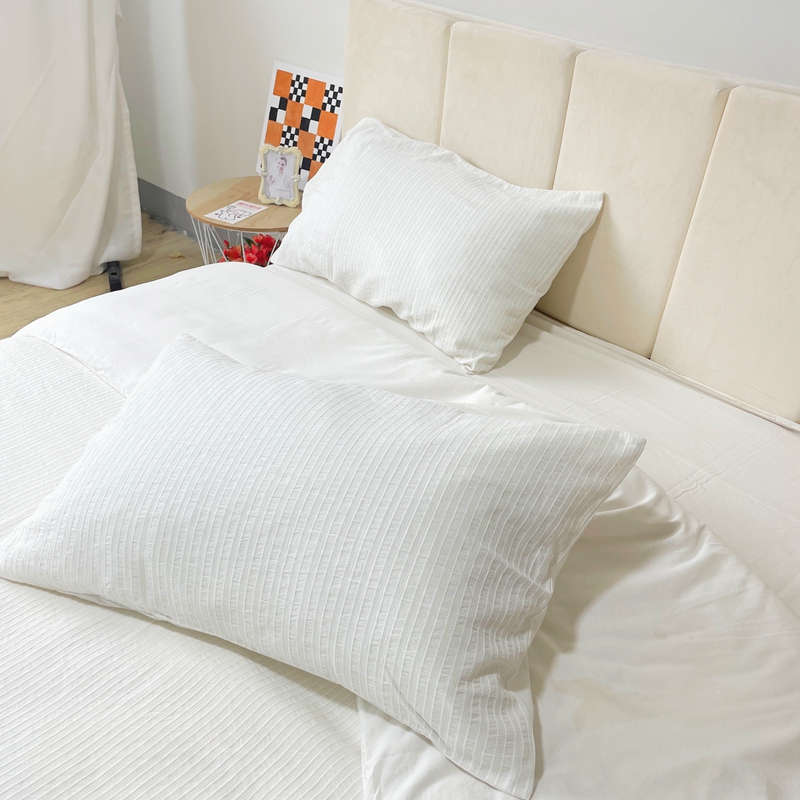 91家纺网 家纺一手货源 找家纺 安莱 2023新款爆款水洗棉提花锦瑟基础款四件套 锦瑟基础款-盐白