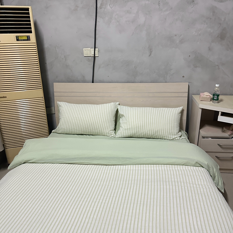 91家纺网 家纺一手货源 找家纺 安莱 2023新款爆款水洗棉提花锦瑟基础款四件套 锦瑟基础款-嫩绿