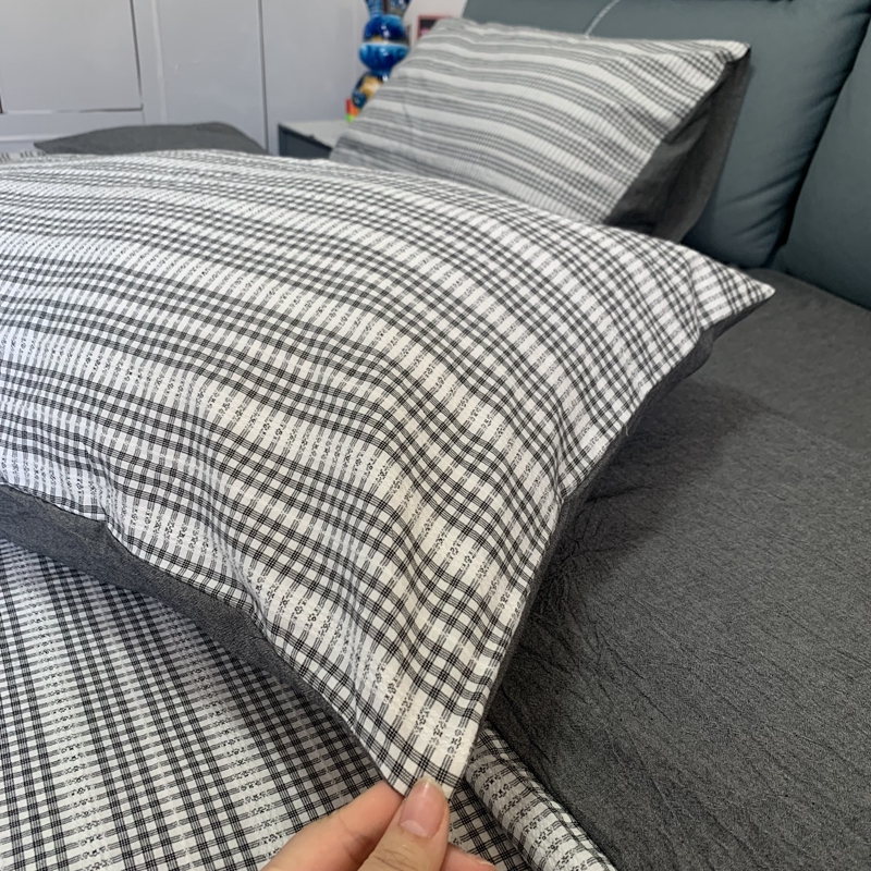 91家纺网 家纺一手货源 找家纺 安莱 2023新款爆款水洗棉提花锦瑟基础款四件套 锦瑟基础款-深灰