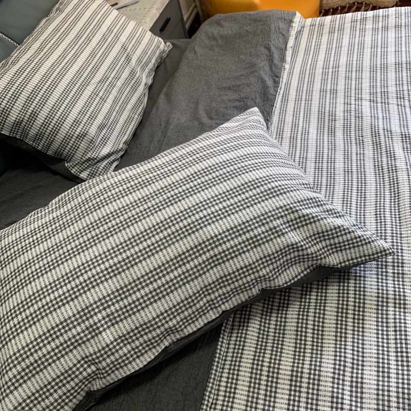 91家纺网 家纺一手货源 找家纺 安莱 2023新款爆款水洗棉提花锦瑟基础款四件套 锦瑟基础款-深灰