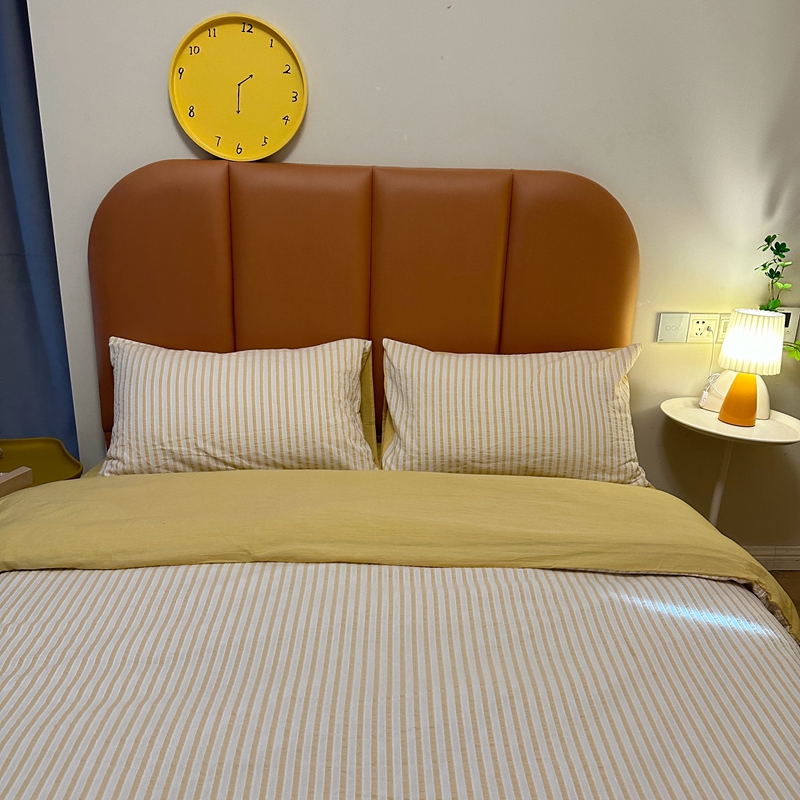 91家纺网 家纺一手货源 找家纺 安莱 2023新款爆款水洗棉提花锦瑟基础款四件套 锦瑟基础款-驼黄