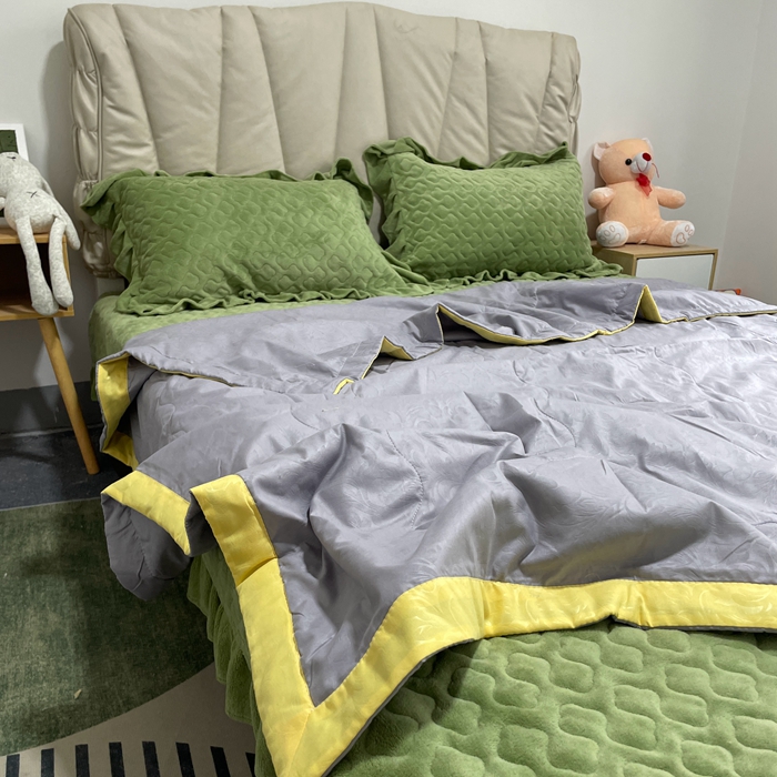 91家纺网 家纺一手货源 找家纺 壹张床 2025新款大豆纤维抗菌夏被夏凉被空调被被子被芯 浅灰