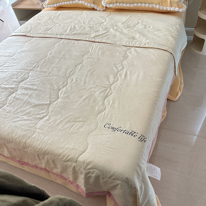 91家纺网 家纺一手货源 找家纺 壹张床 2025新款大豆纤维抗菌夏被夏凉被空调被被子被芯 米白