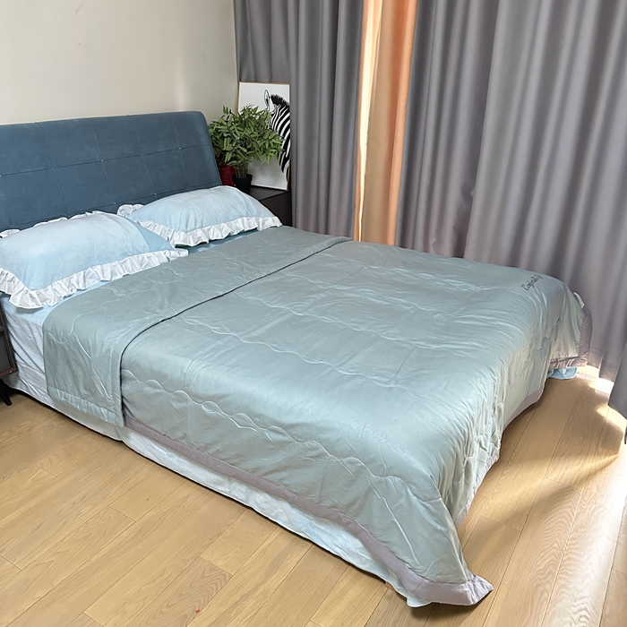 91家纺网 家纺一手货源 找家纺 壹张床 2025新款大豆纤维抗菌夏被夏凉被空调被被子被芯 浅绿