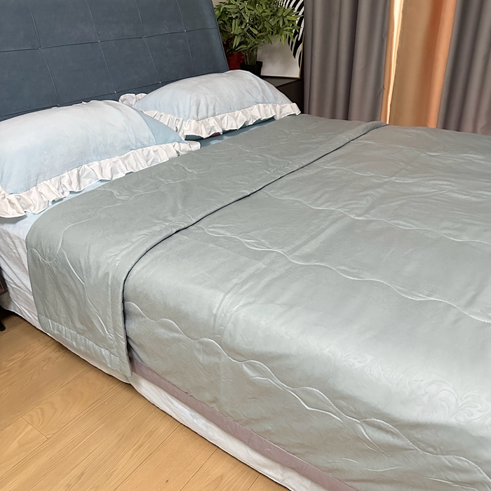 91家纺网 家纺一手货源 找家纺 壹张床 2025新款大豆纤维抗菌夏被夏凉被空调被被子被芯 浅绿