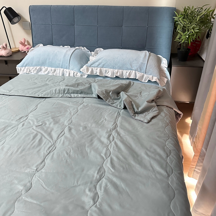 91家纺网 家纺一手货源 找家纺 壹张床 2025新款大豆纤维抗菌夏被夏凉被空调被被子被芯 浅绿