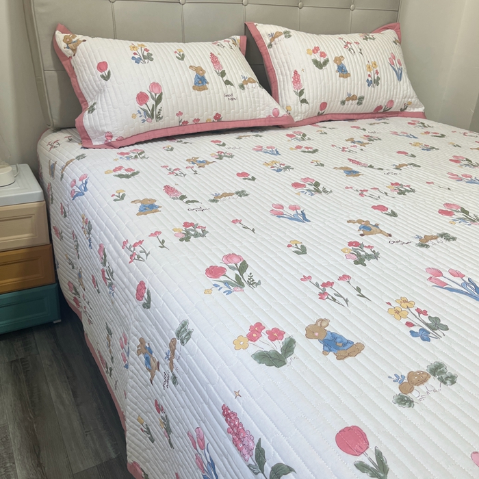 91家纺网 家纺一手货源 找家纺 美优兰 2023新款双面全棉水洗床盖 郁金香