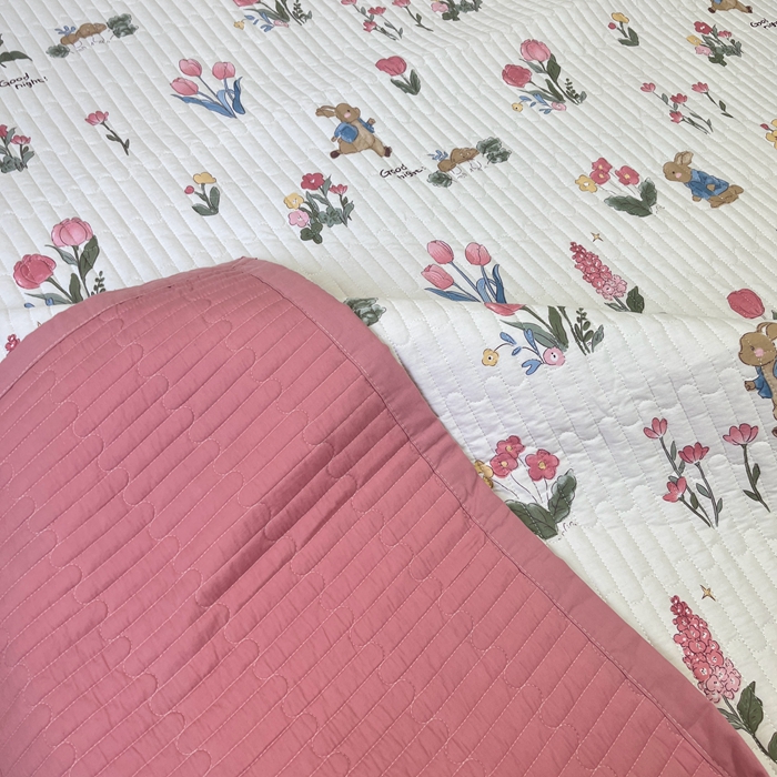 91家纺网 家纺一手货源 找家纺 美优兰 2023新款双面全棉水洗床盖 郁金香