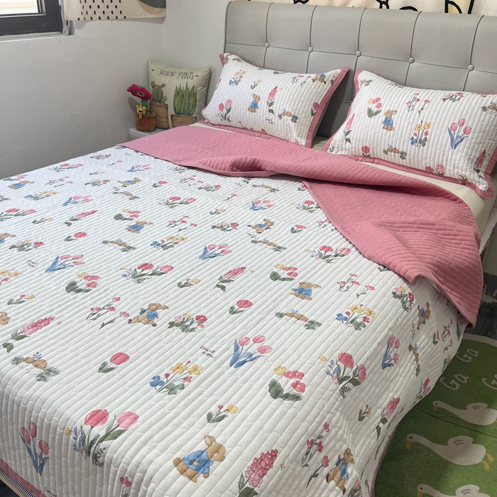 91家纺网 家纺一手货源 找家纺 美优兰 2023新款双面全棉水洗床盖 郁金香