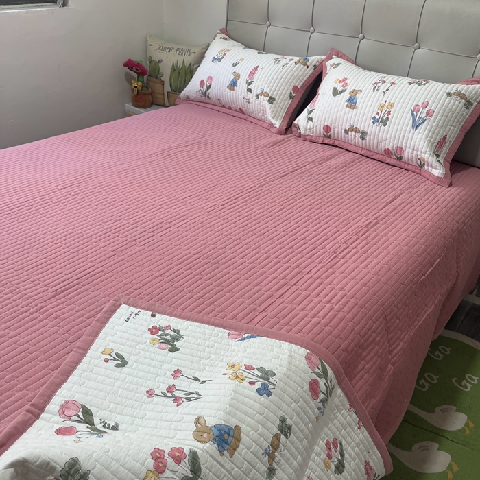 91家纺网 家纺一手货源 找家纺 美优兰 2023新款双面全棉水洗床盖 郁金香