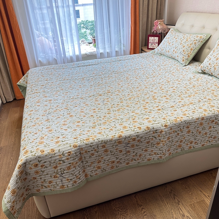91家纺网 家纺一手货源 找家纺 美优兰 2023新款双面全棉水洗床盖 花屿